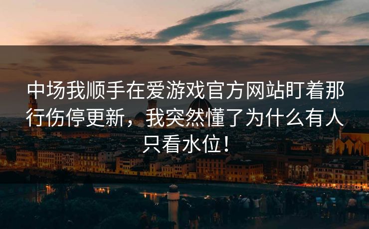 中场我顺手在爱游戏官方网站盯着那行伤停更新，我突然懂了为什么有人只看水位！