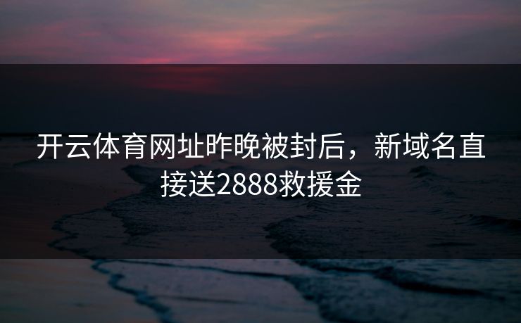 开云体育网址昨晚被封后，新域名直接送2888救援金