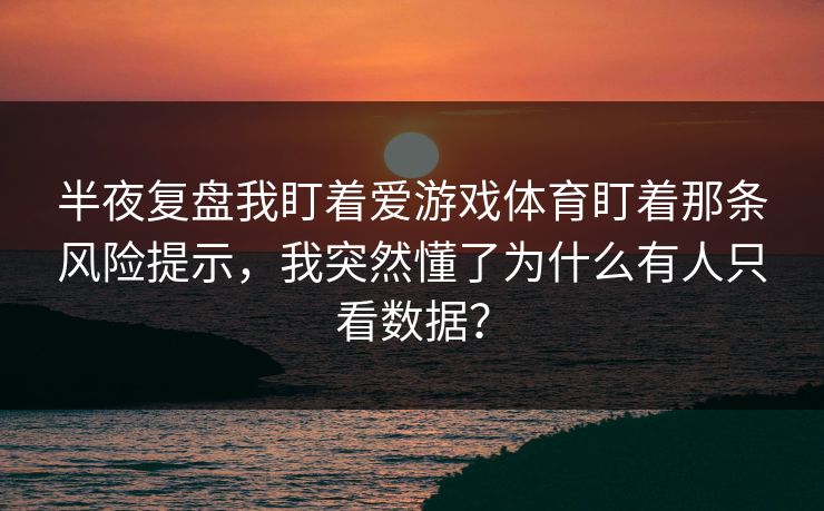 半夜复盘我盯着爱游戏体育盯着那条风险提示，我突然懂了为什么有人只看数据？